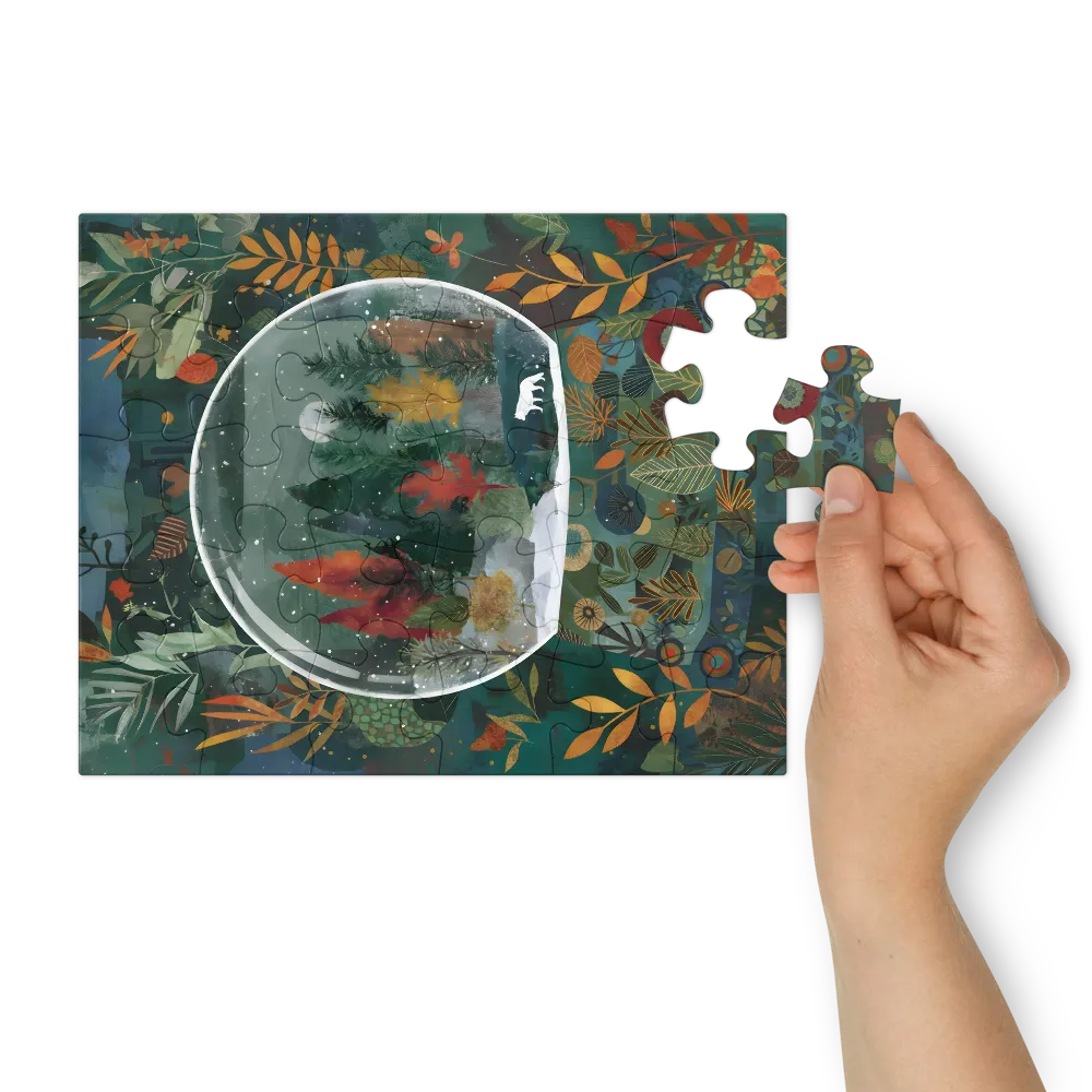 Woodland Snow Globe 
 Jigsaw Puzzle in Tin Box