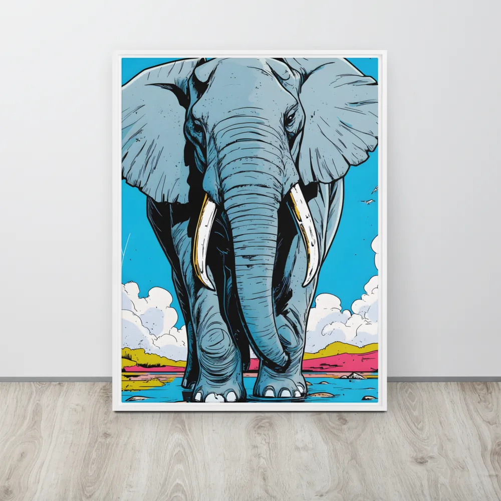 Majestic Presence: The Elephant | Canvas with White Frame | 24″×32″