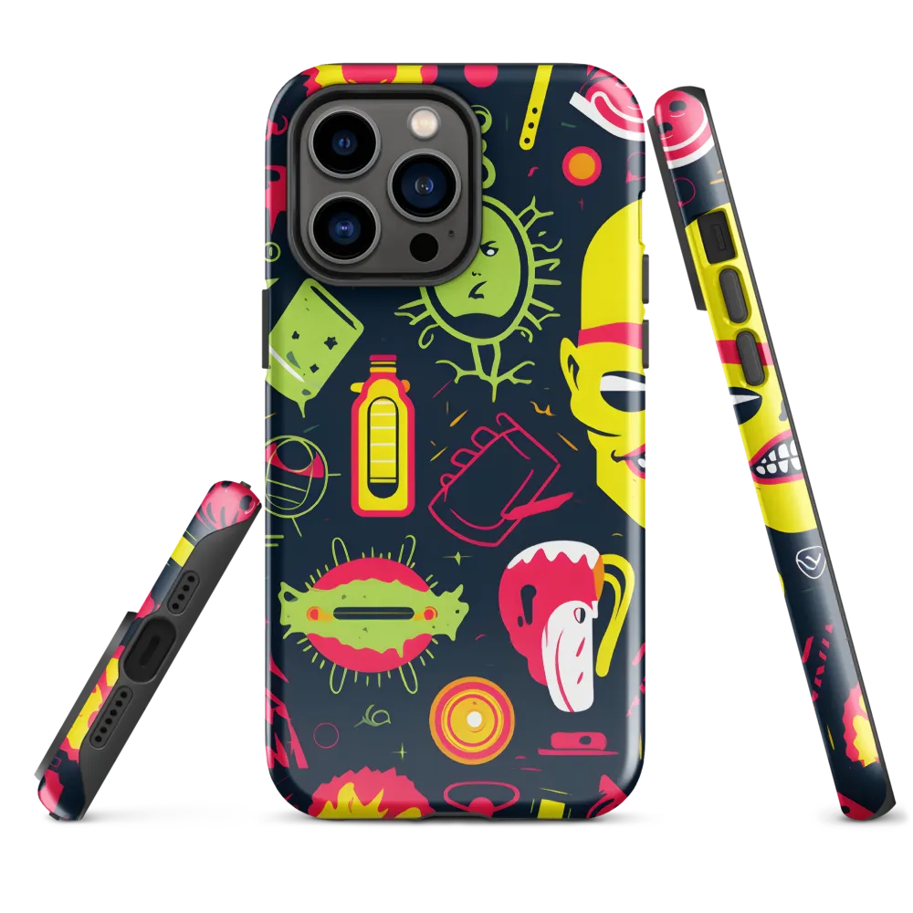 Neon Revelry: A Quirky Exploration of Modern Pop Art | Phone Case |  14 Pro Max | Tough Case | Glossy