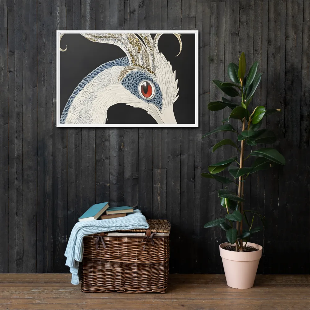Elegance of the Majestic Peacock | Canvas with White Frame | 24″×36″