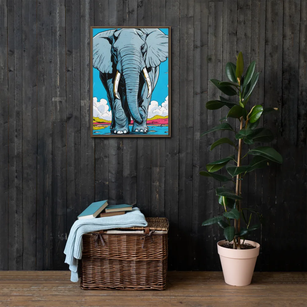 Majestic Presence: The Elephant | Canvas with Brown Frame | 20″×28″