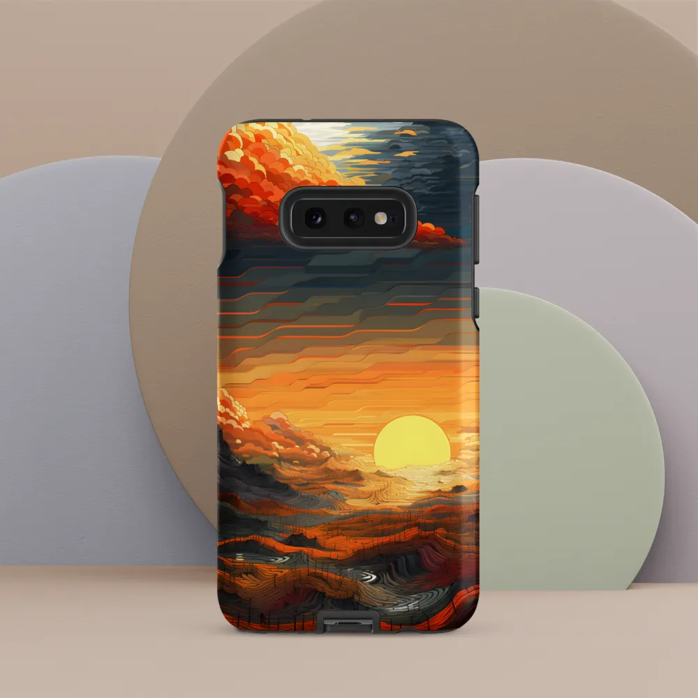 Ethereal Sunset: A Serene Landscape in Flowing Forms