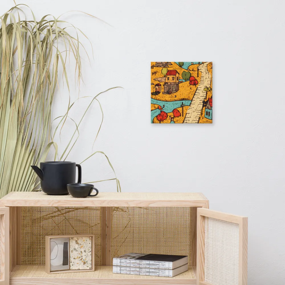 Whimsical Village Landscape | Canvas | 12″×12″