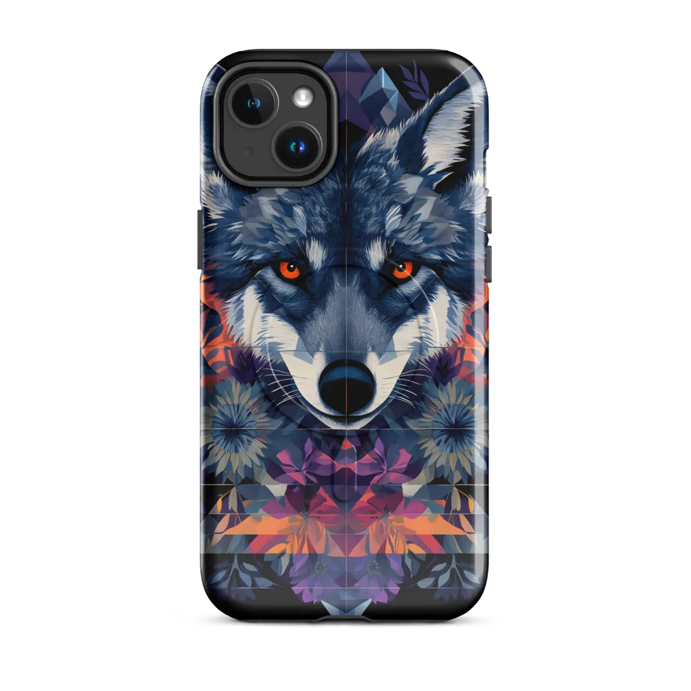 Mystical Wolf Amidst Floral Geometry