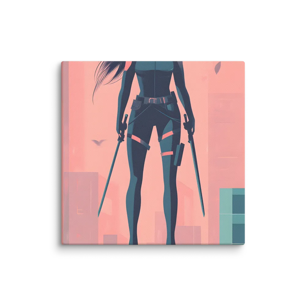 Urban Sentinel: A Warrior's Stand | Canvas | 16″×16″