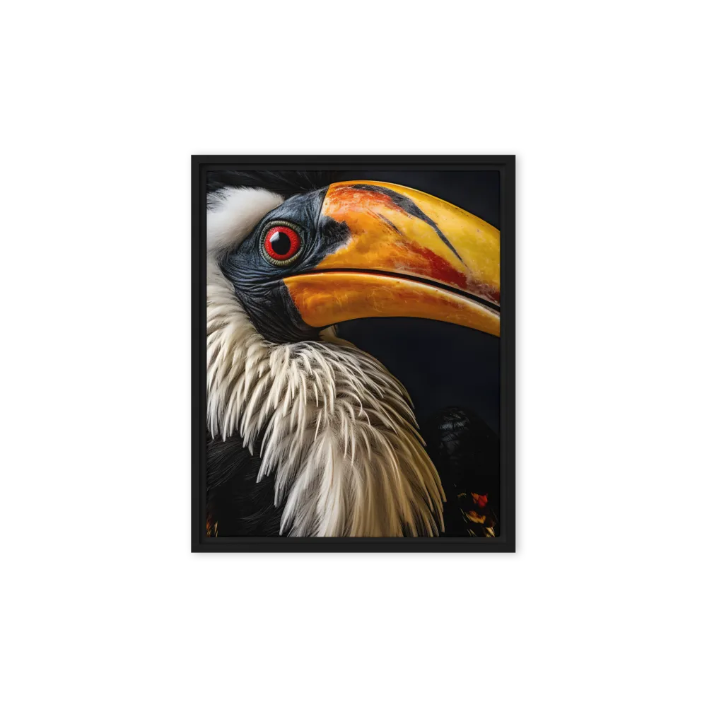 Majestic Hornbill Portrait | Canvas with Black Frame | 8″×10″