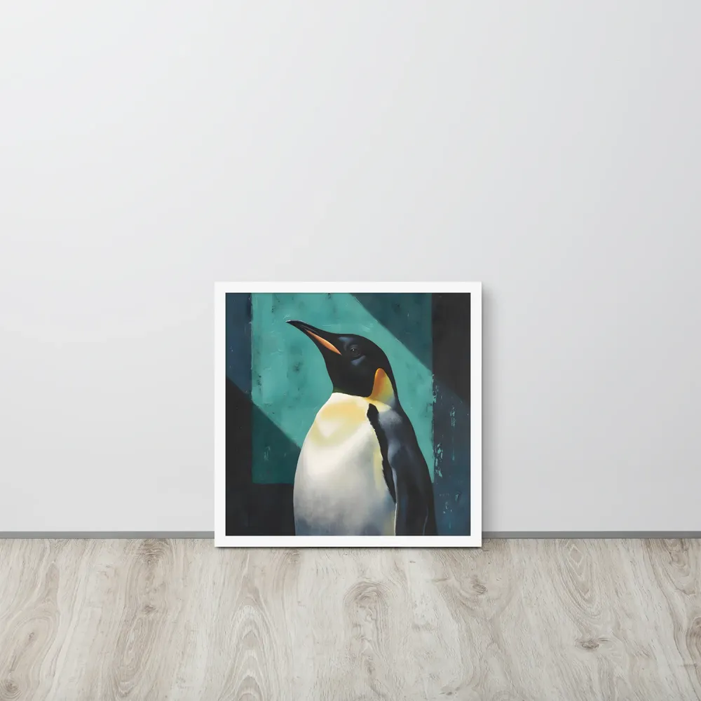 Regal Penguin 
 Poster with White Frame | 18″x 18″