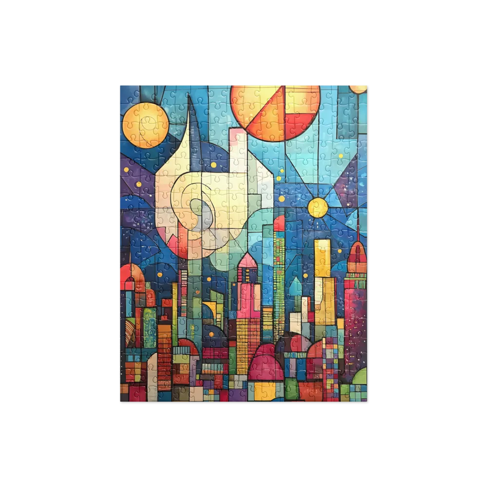 Geometric Harmony: A Vibrant Cityscape | Jigsaw Puzzle | 252 pieces