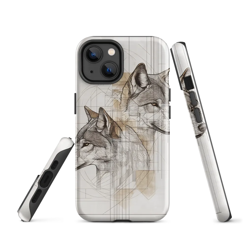 Geometric Harmony: The Essence of Wolves | Phone Case |  14 | Tough Case | Glossy