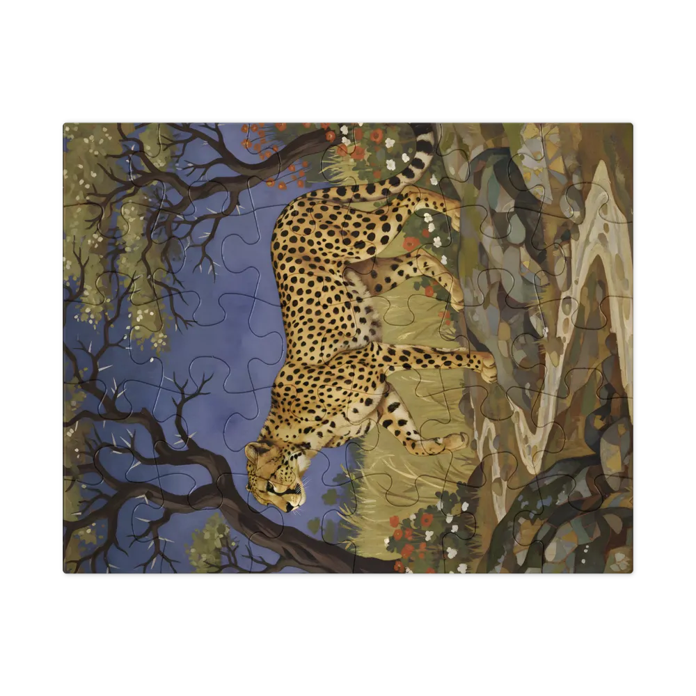 Cheetah by the Stream 
 Jigsaw Puzzle in Tin Box