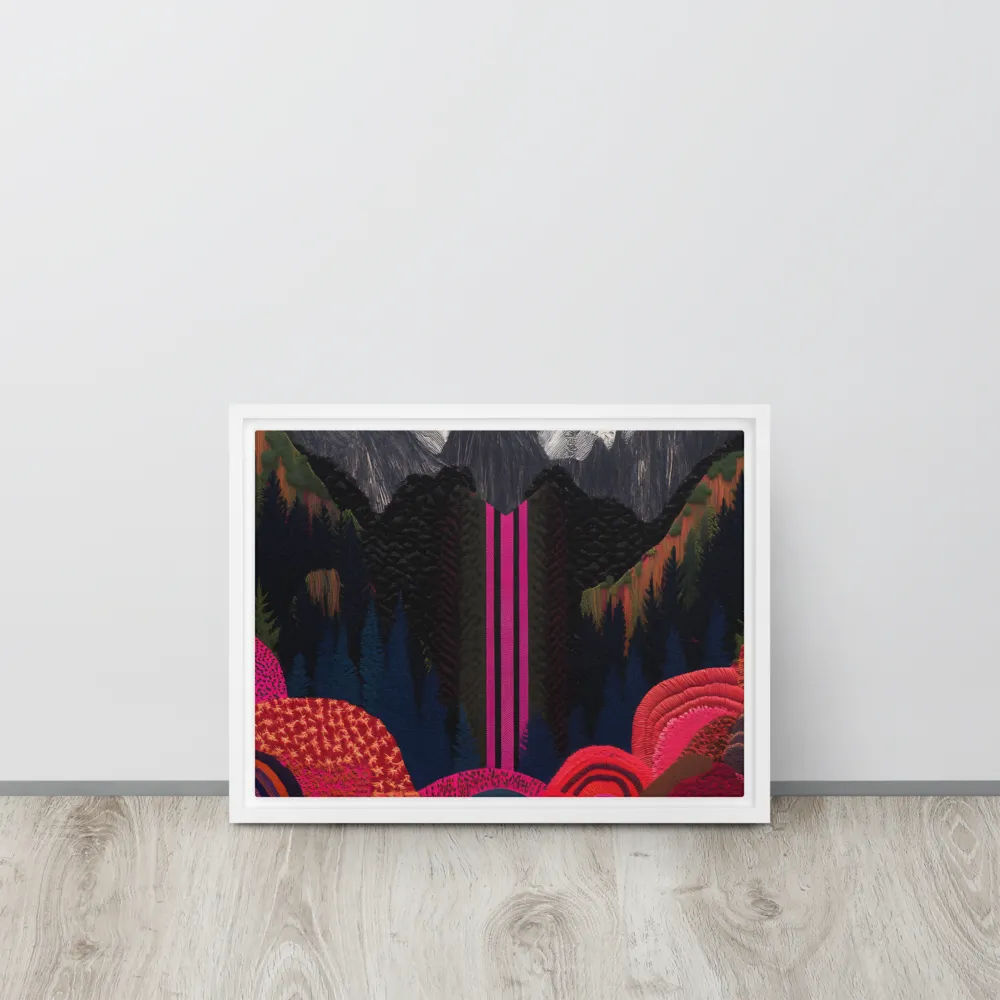 Ethereal Cascade: A Surreal Landscape | Canvas with White Frame | 12″×16″