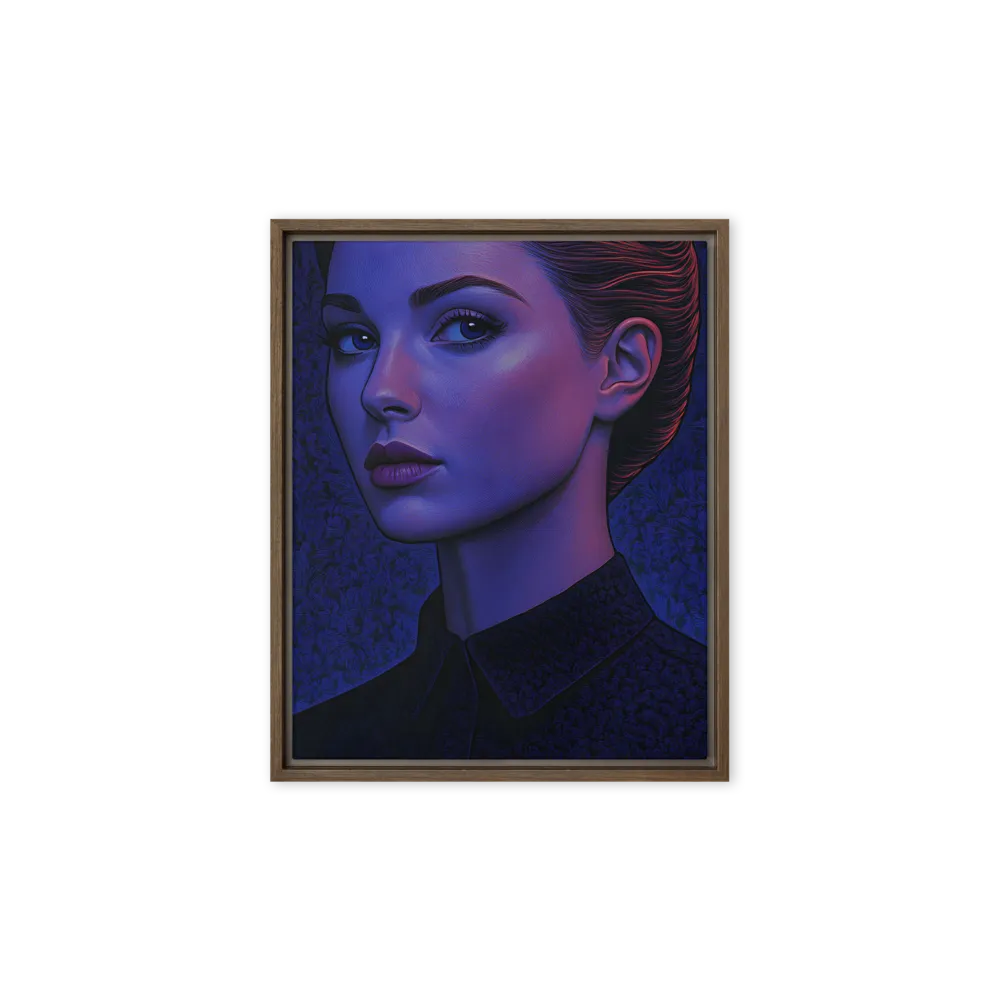 Ethereal Portrait in Blue and Red | Canvas with Brown Frame | 8″×10″