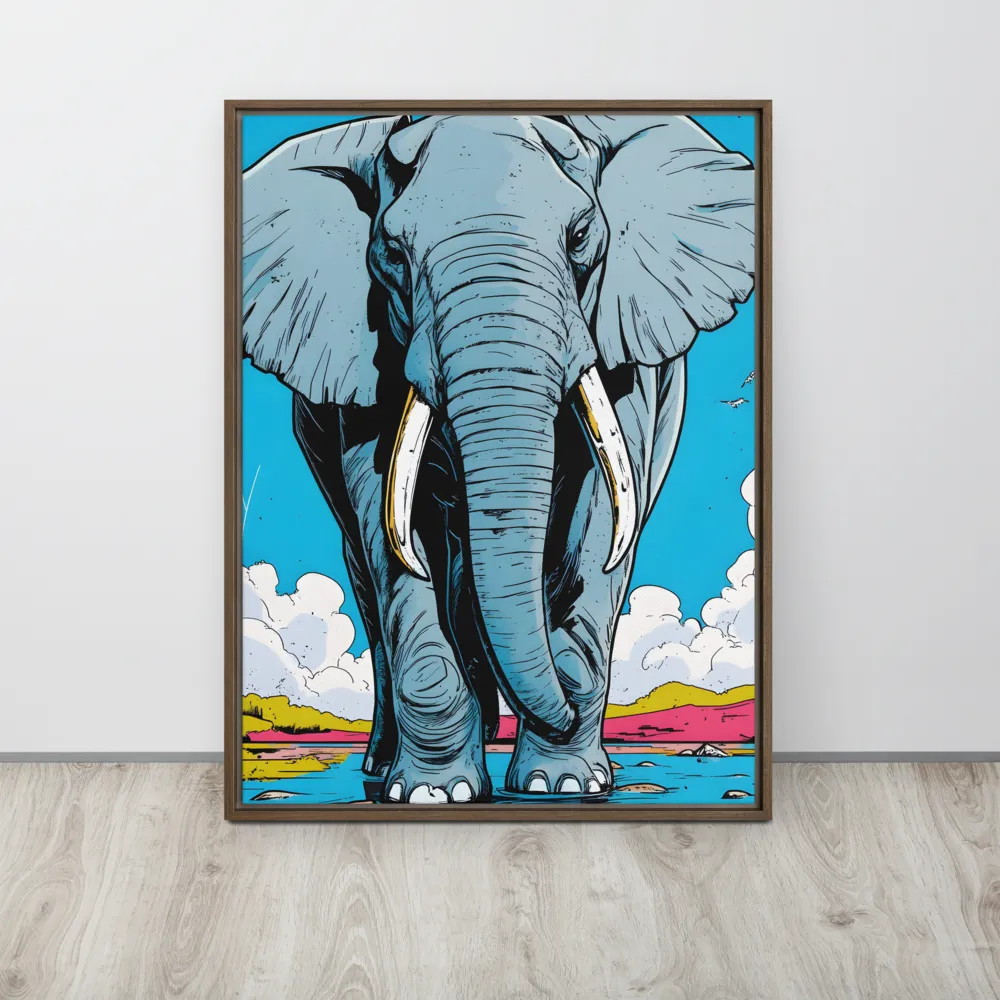 Majestic Presence: The Elephant | Canvas with Brown Frame | 24″×32″