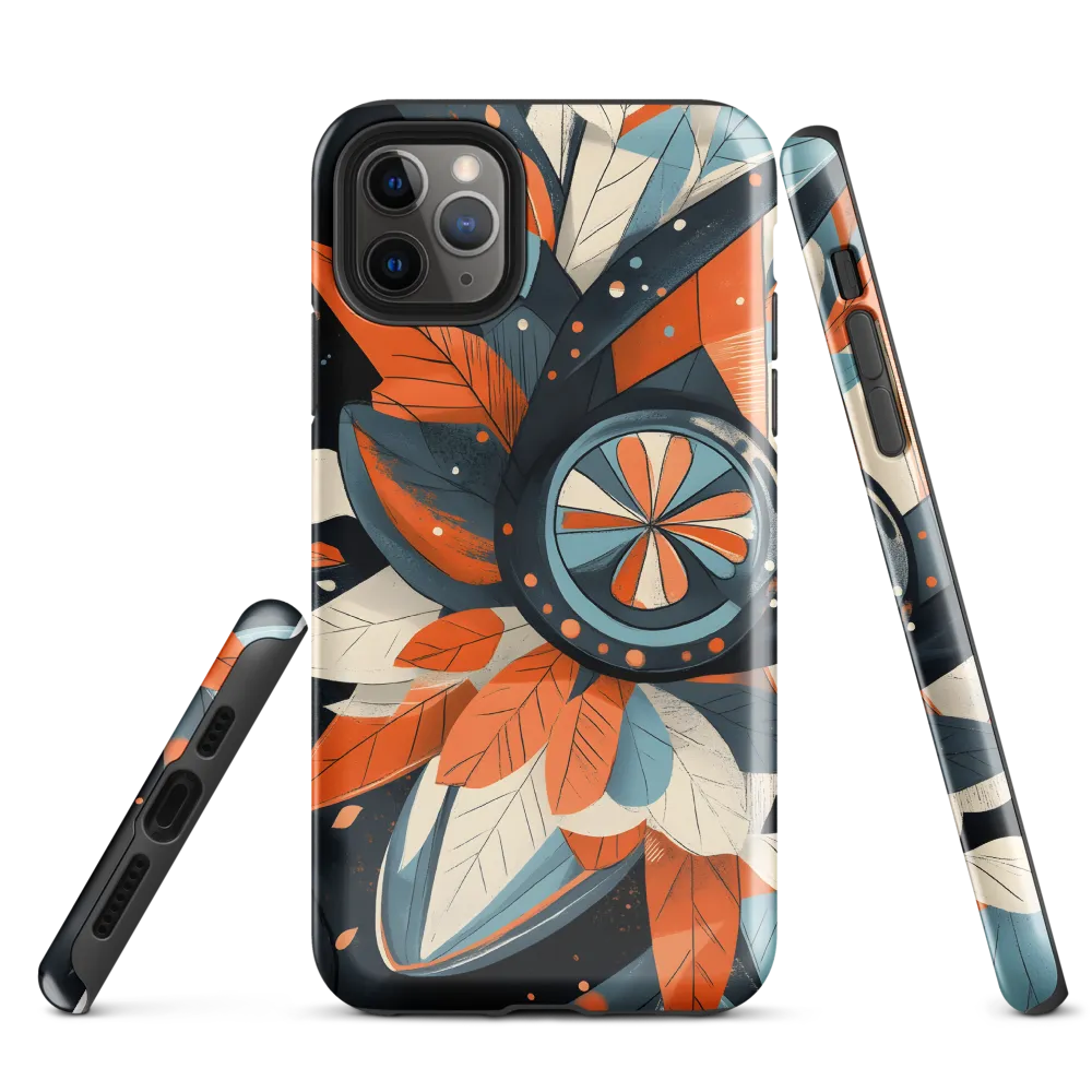 Floral Symphony in Orange and Teal | Phone Case |  11 Pro Max | Tough Case | Glossy