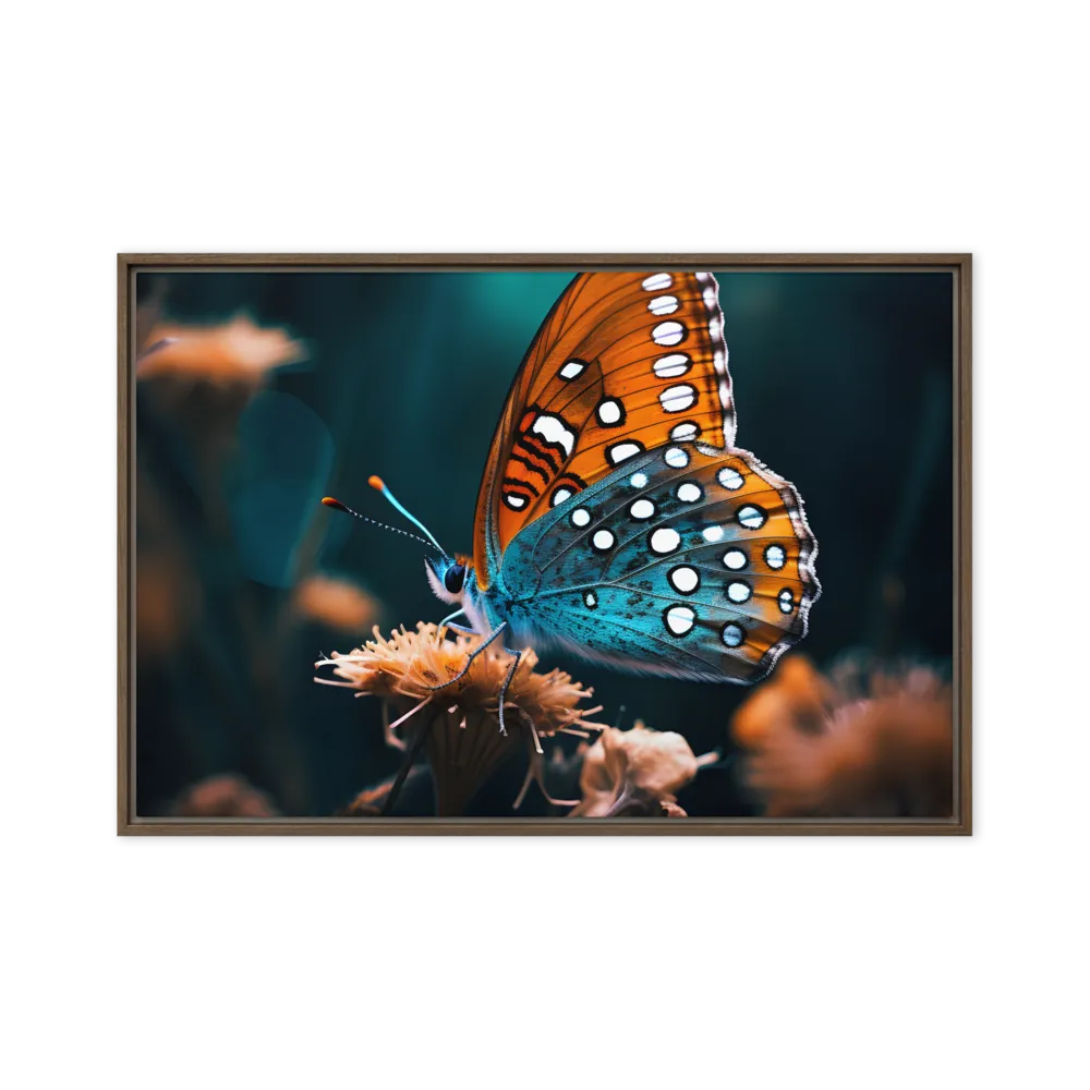 Whispers of Color: The Butterfly's Embrace | Canvas with Brown Frame | 24″×36″