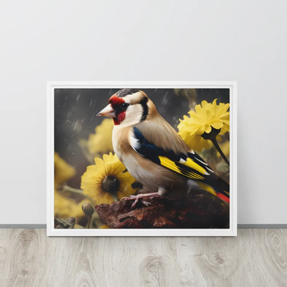 Harmony in Nature: A Goldfinch Amidst Blooms