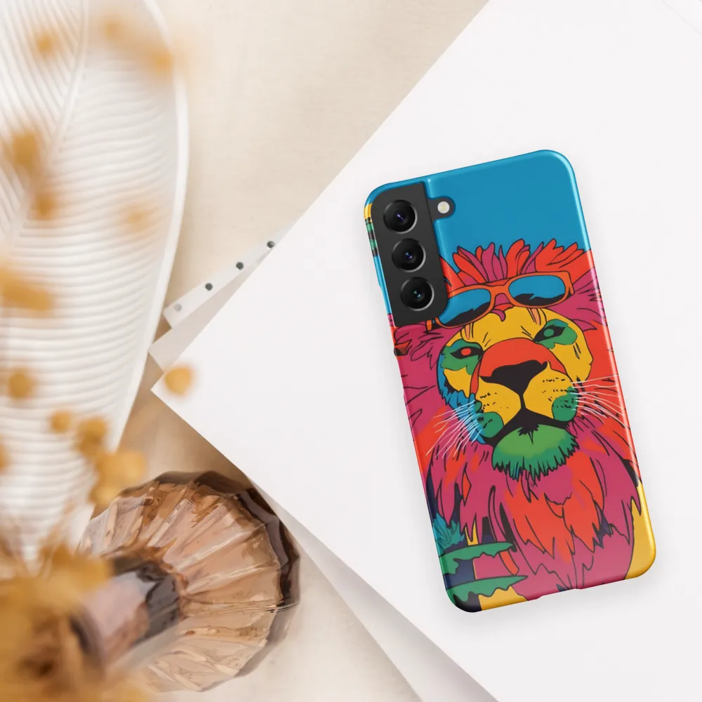 Lion with Sunglasses: A Vibrant Tropical Portrait