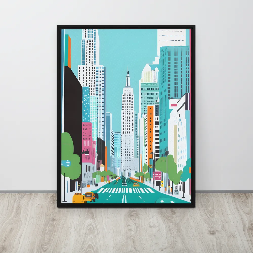 Urban Symphony: A Modern Cityscape | Canvas with Black Frame | 24″×32″