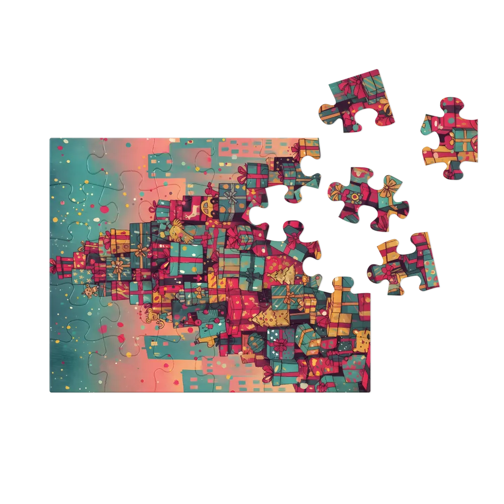 Mountain of Gifts 
 Jigsaw Puzzle in Tin Box