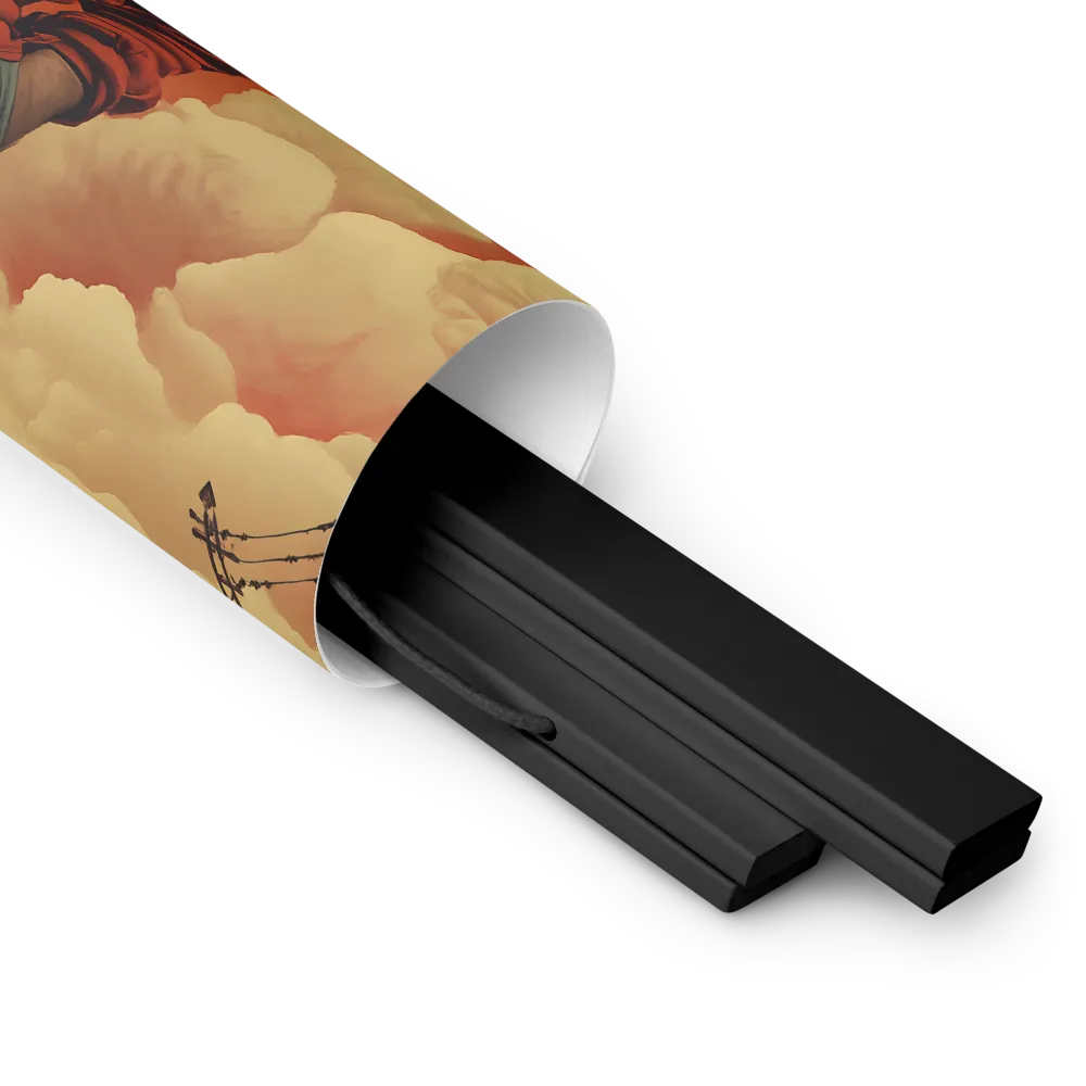 Defiant Spirit in a Surreal Landscape | Poster With Black Wood Hanger | 14″×14″