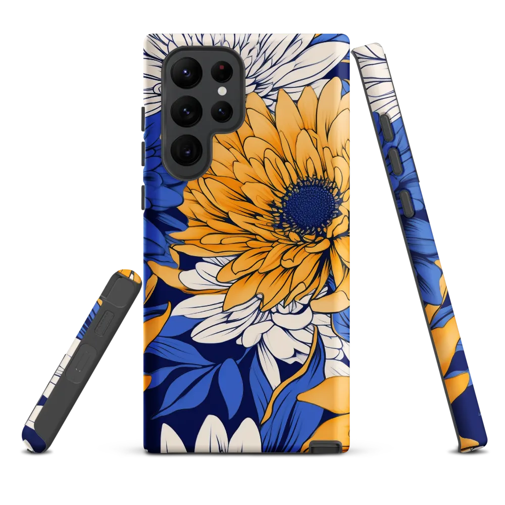 Floral Harmony in Blue and Yellow