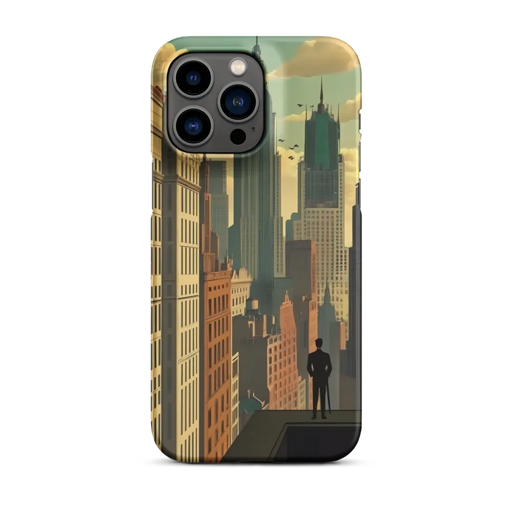 Urban Dreams: A Silhouette in Art Deco Cityscape