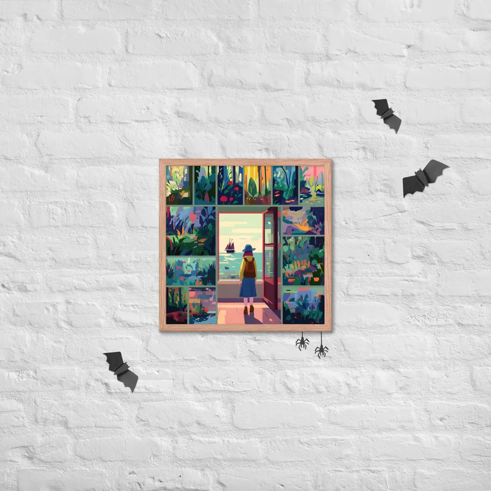 Doorway to the Sea 
 Poster with Red oak Frame | 18″x 18″