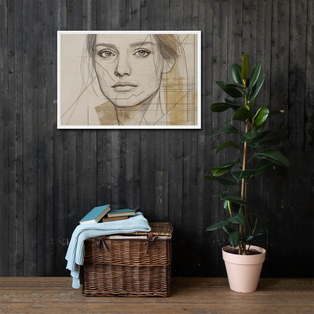 Geometric Elegance: A Modern Portrait | Canvas with White Frame | 24″×36″