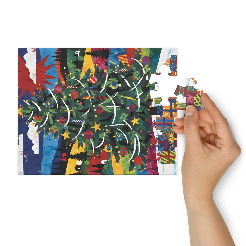Colorful Christmas Tree 
 Jigsaw Puzzle in Tin Box