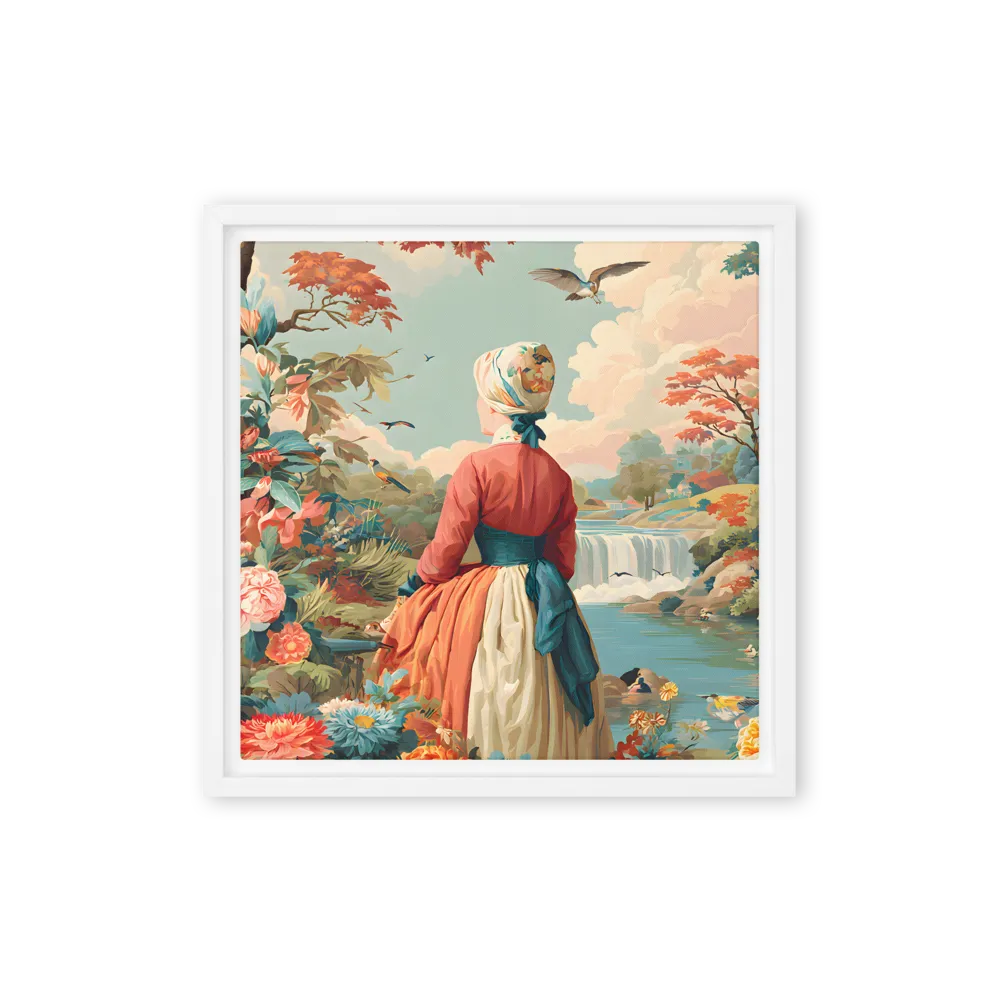 Garden Waterfall Reverie 
 Canvas with White Frame