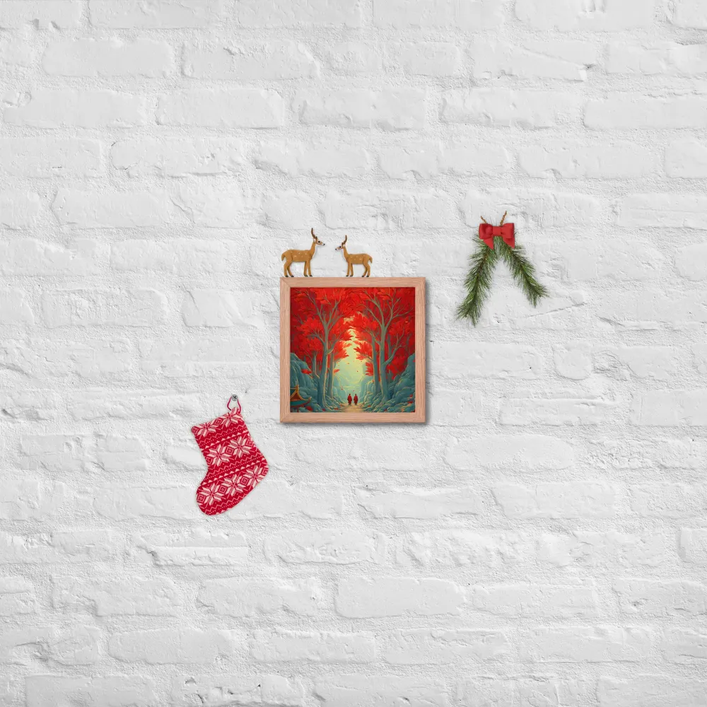 Crimson Grove 
 Poster with Red oak Frame | 10″x 10″