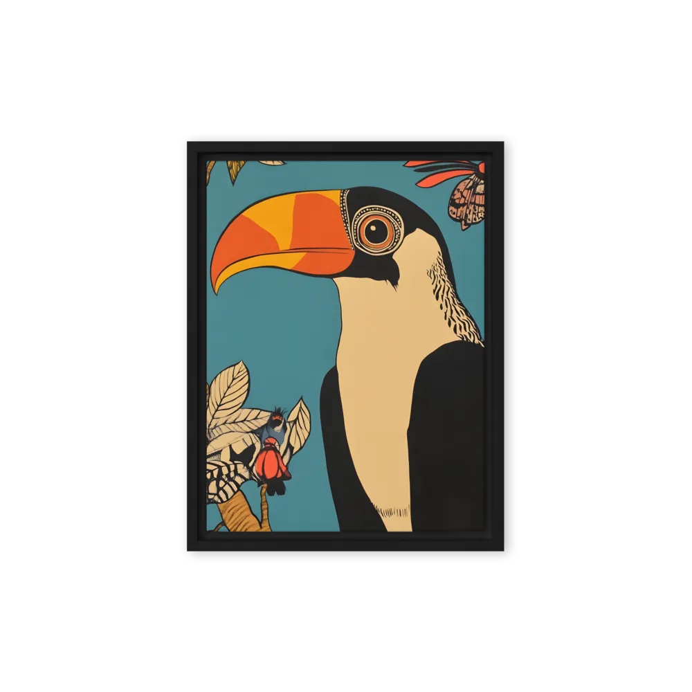 Tropical Majesty: The Toucan at Rest | Canvas with Black Frame | 9″×12″