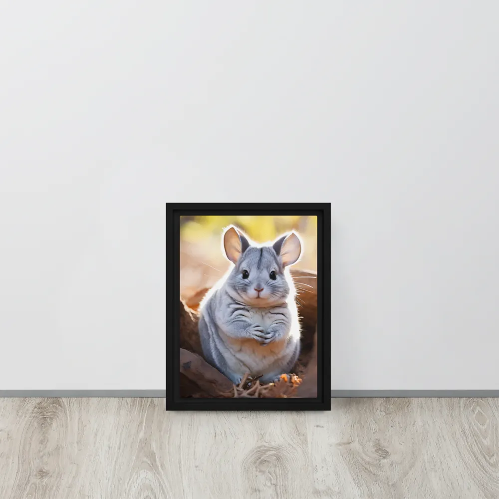 Gentle Whispers of Nature: The Chinchilla | Canvas with Black Frame | 9″×12″