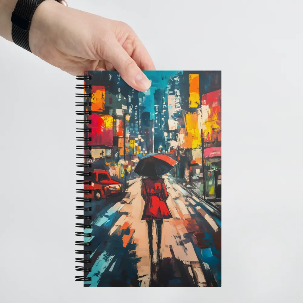 Urban Reflections on a Rainy Night | Spiral Notebook