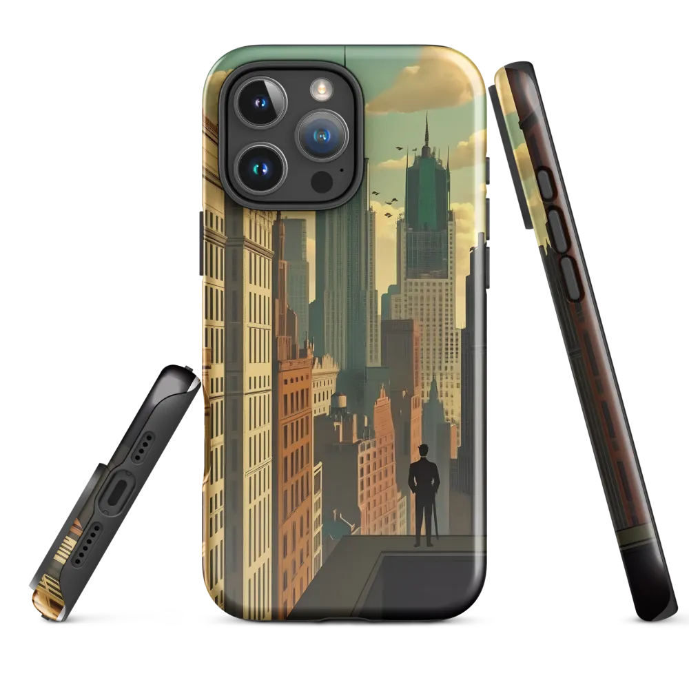 Urban Dreams: A Silhouette in Art Deco Cityscape