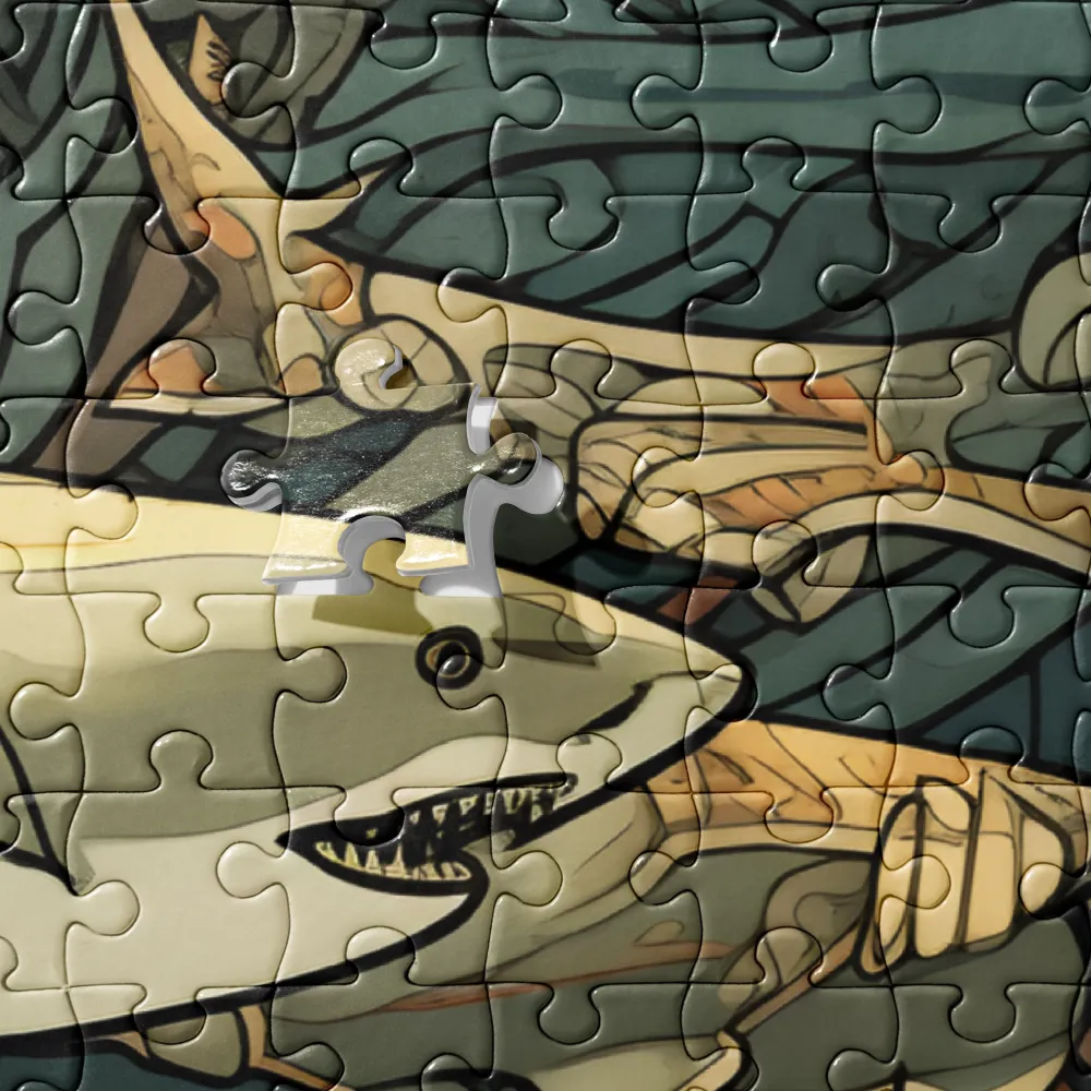 Dynamic Harmony of Sharks and Flora | Jigsaw Puzzle | 520 pieces