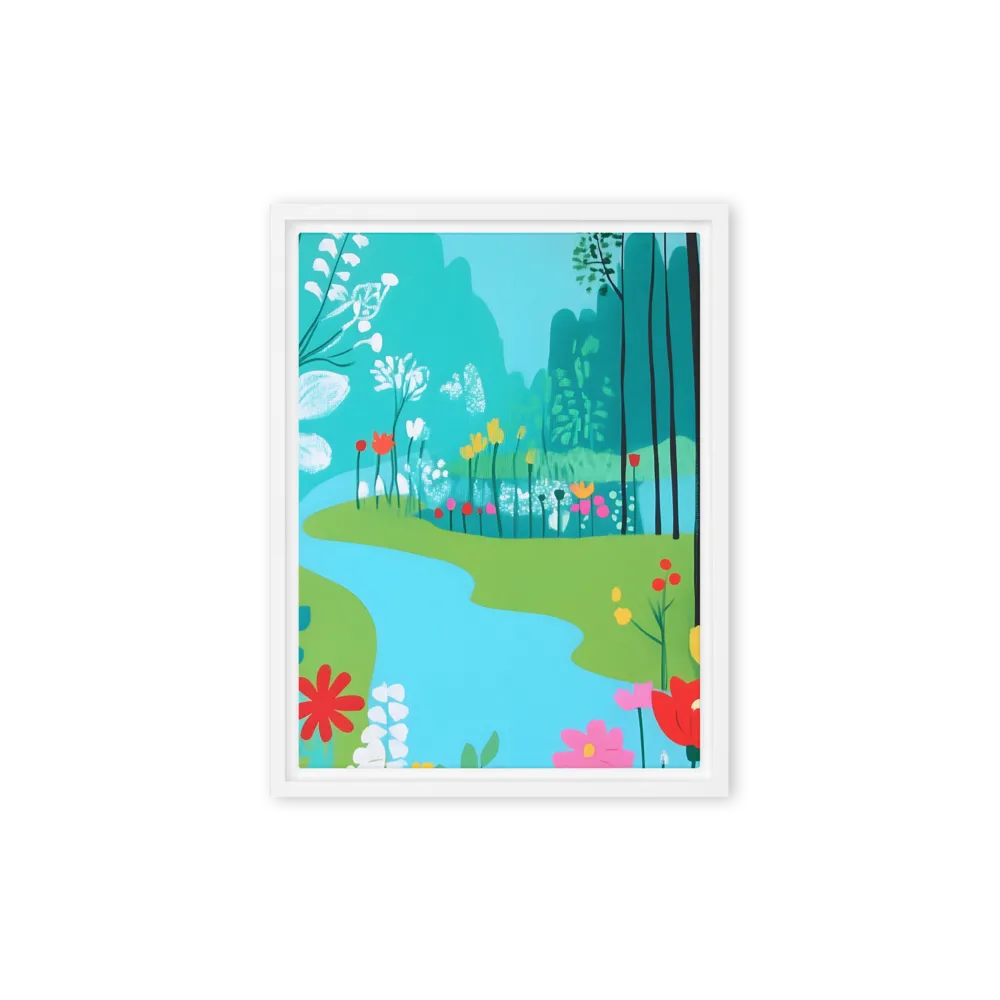 Whispers of Spring: A Colorful Retreat | Canvas with White Frame | 9″×12″