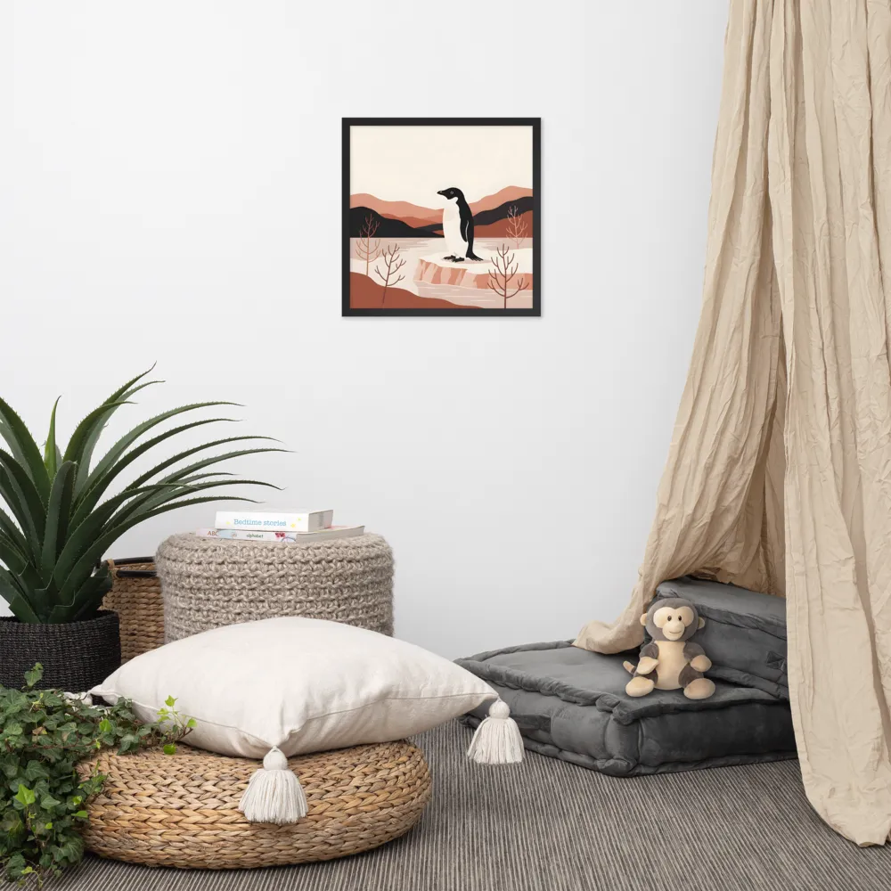 Penguin on Ice Floe 
 Poster with Black Frame | 18″x 18″