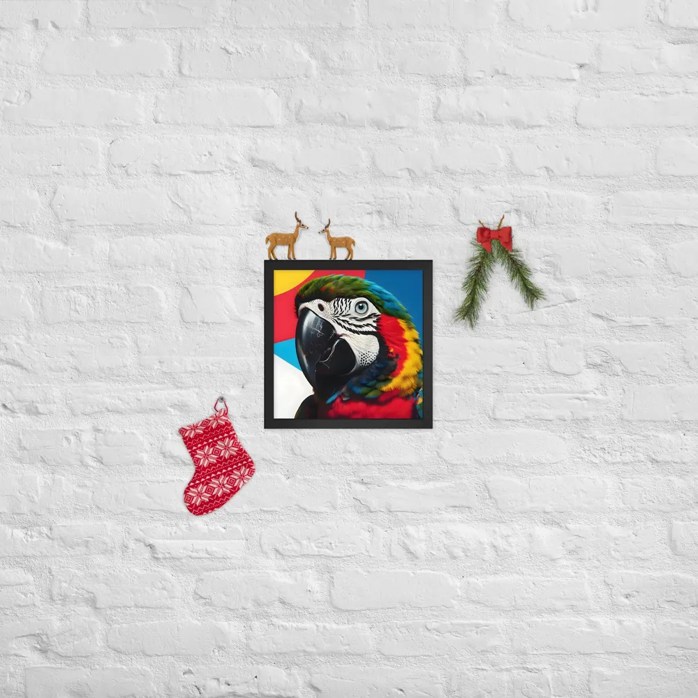 Scarlet Macaw Close-Up 
 Poster with Black Frame | 12″x 12″