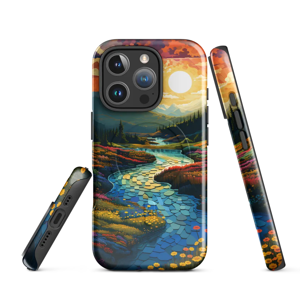 Serenity in Sunset: A Winding River's Embrace | Phone Case |  16 Pro | MagSafe® Tough Case | Glossy