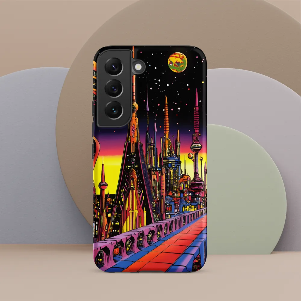 Futuristic Cosmos: A Journey Through Neon Cities | Phone Case |  S22 | Tough Case | Matte