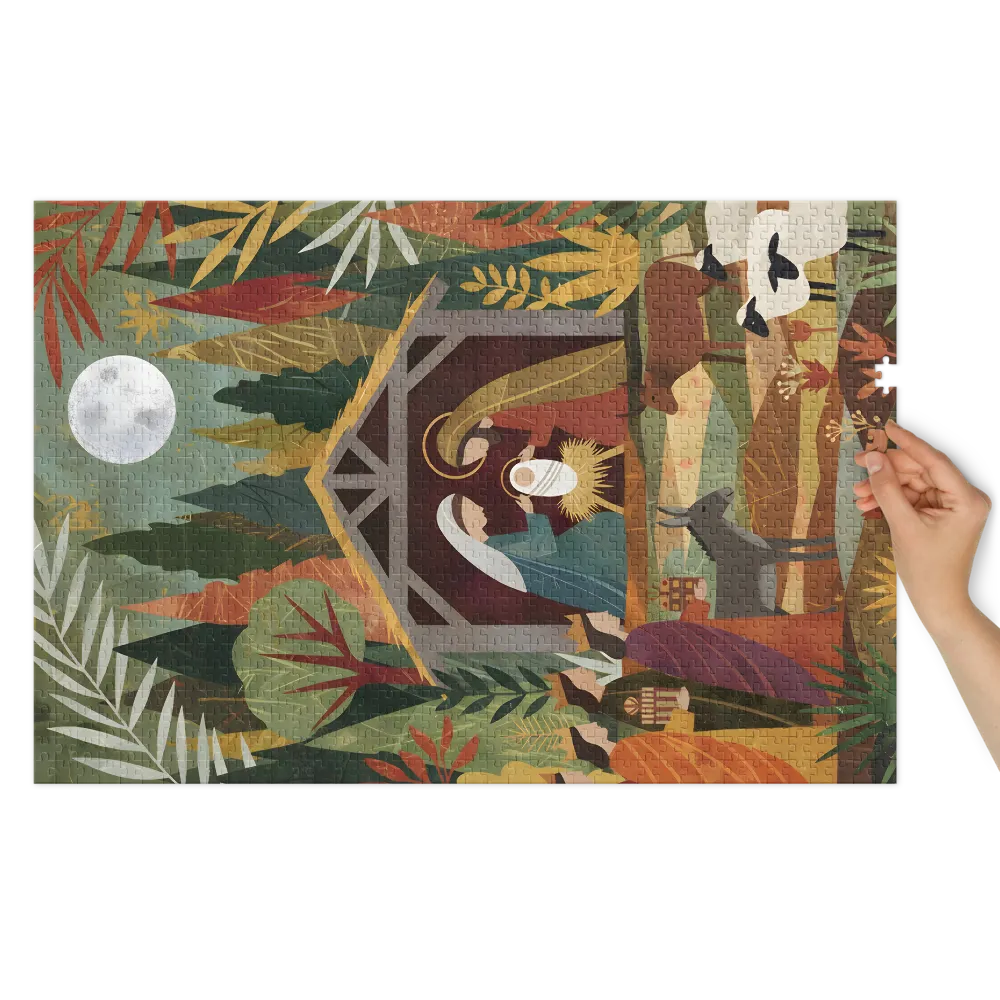 The Forest Nativity 
 Jigsaw Puzzle in Tin Box