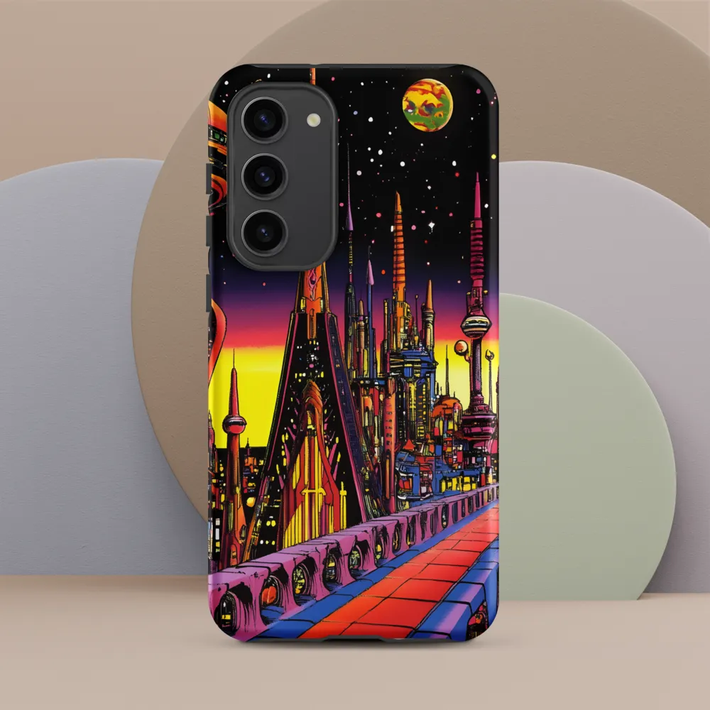 Futuristic Cosmos: A Journey Through Neon Cities | Phone Case |  S23 Plus | Tough Case | Matte