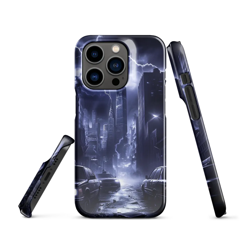 Stormy Cityscape: Shadows of the Night | Phone Case |  14 Pro | Snap Case | Glossy