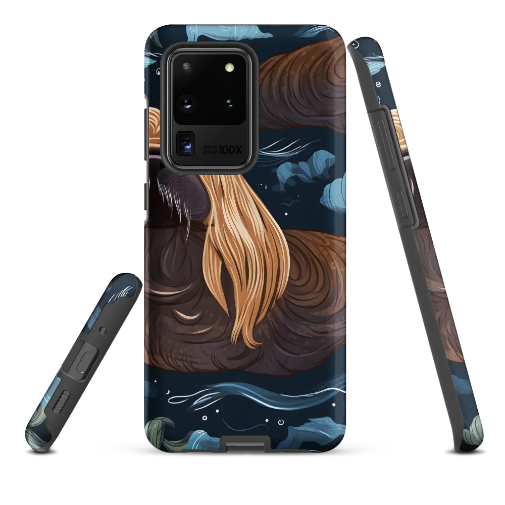 Whimsical Walruses in Deep Blue