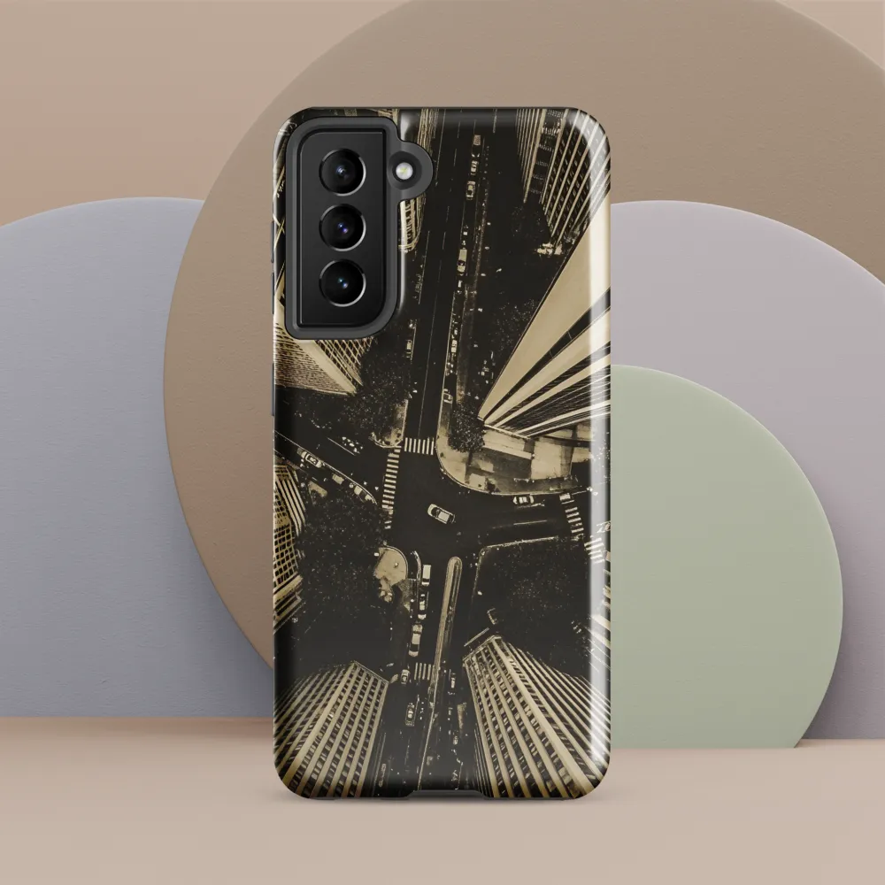 Urban Symphony: Aerial Perspective of City Life | Phone Case |  S21 | Tough Case | Glossy