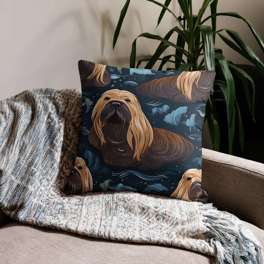 Whimsical Walruses in Deep Blue | Pillow & Pillow Case | Multiple Sizes