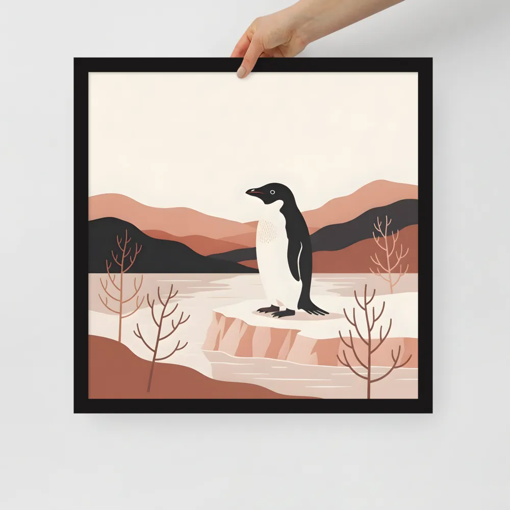 Penguin on Ice Floe 
 Poster with Black Frame | 18″x 18″