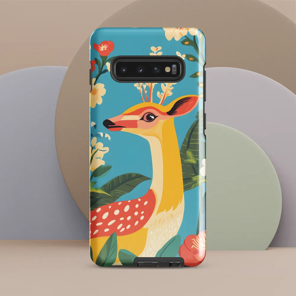 Serene Majesty: A Vibrant Deer Amidst Flora | Phone Case |  S10 Plus | Tough Case | Glossy