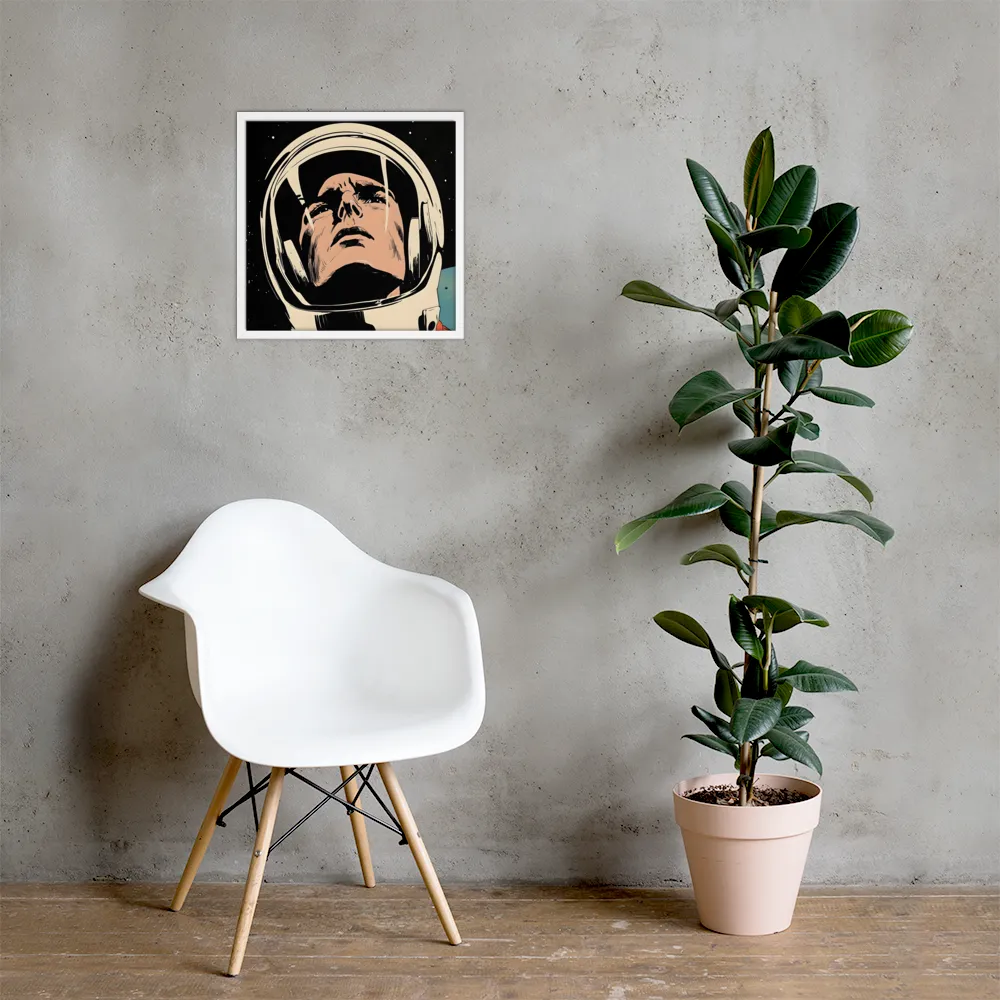Gaze of the Astronaut | Poster with White Frame | 18″×18″